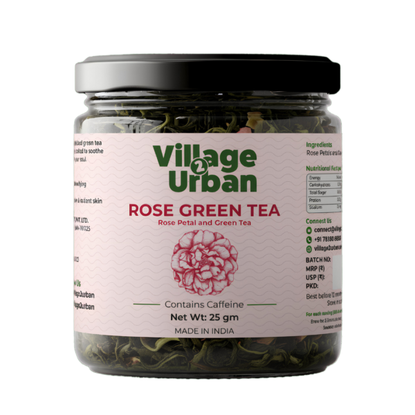 Rose Green Tea 25g | Aromatic Rose-Infused Green Tea | Refreshing Wellness Brew
